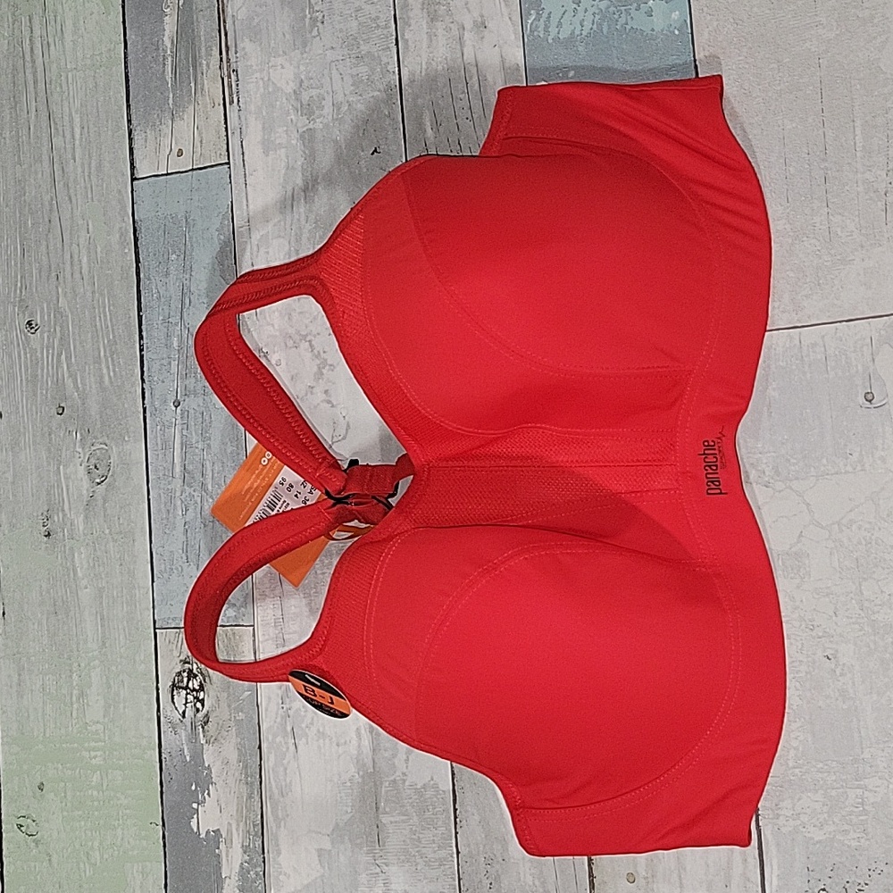 Panache Fiery Red Sports Bra sz 36 E NWT